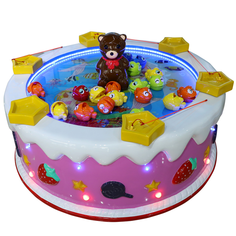 Pink bear fishing frogs