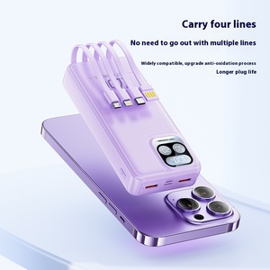 Mini pantalla LED portátil Power Bank PD 20W Cable de carga USB Carga rápida para múltiples dispositivos Fuente solar Entrada Micro USB