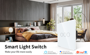 Bingoelec Tuya Wifi 3 Gang 600W akıllı ev temperli cam destek ses kontrolü Alexa Alice akıllı ışık anahtarı - Product Image 4