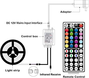 44 Tasten DC12V Dual-Anschlüsse Ausgang LED-Fernbedienung RGB Musik Sound <span class=keywords><strong>Control</strong></span> LED-Licht Fernbedienung