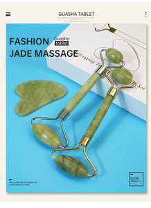 Yüksek kaliteli taş Set yeşim silindir ve Gua Sha doğal taş gujade yeşim yüz güzellik kazıma gugumasaj aleti yeşim - Product Image 4
