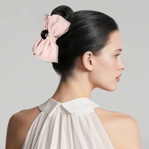 צבע מוצק נשים שיער אופנה טפרים גודל גדול בד bowknot שיער לתפוס כריש קליפ מתוק בד שיער קשת קליפים