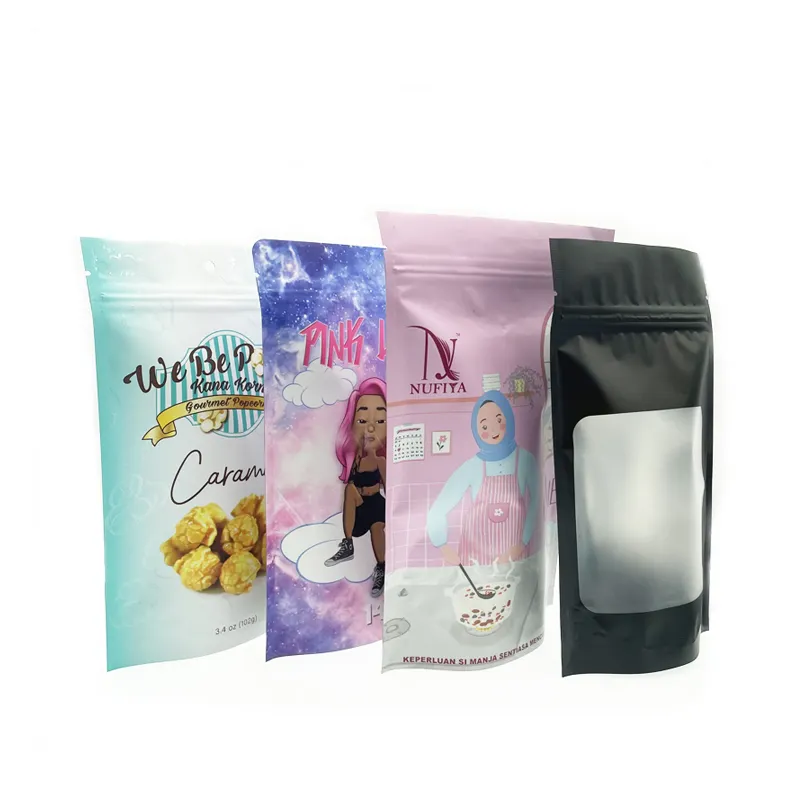 Embalagem personalizada de goma para marcas de todos os tamanhos, bolsa starburst mylar, acabamento, touch, sacos seláveis de plástico para especiarias