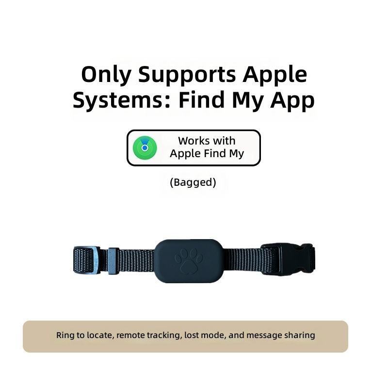 for apple pet collar-rectangular style-black-bagged
