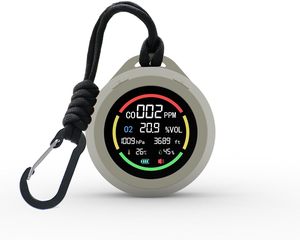IAQ palmare 6-in-1 USB carica <span class=keywords><strong>O2</strong></span> sensore ossigeno misuratore Temp RH pressione atmosferica altimetrico CO rilevatore per attività all'aperto