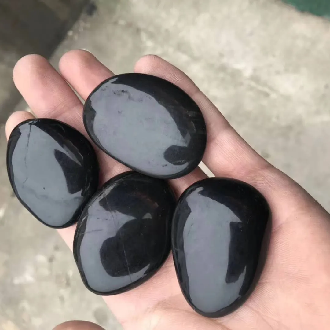 black landscape Decorative Gravel Landscaping High Polished Natural Black River Stone For Landscaping