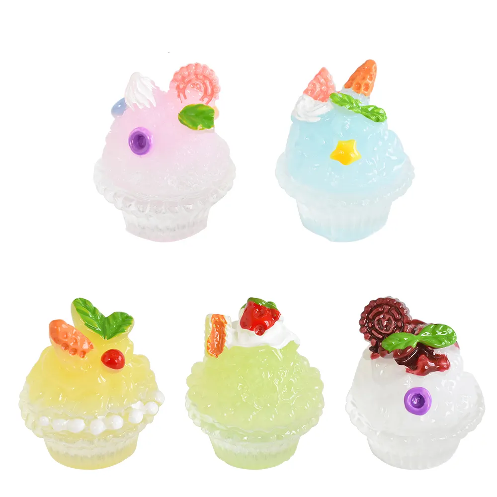 Cabujones de resina de helado dulce en miniatura 3D, figuritas de postre para pastel, casa de muñecas, juguetes, regalo para llavero DIY, decoración de teléfono Dg