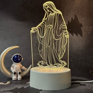 Христианская религиозная память подарок 3 цвета меняющая Иисус светодиодная иллюзионная лампа 3D ночник с дистанционным управлением таймер света - Product Image 2