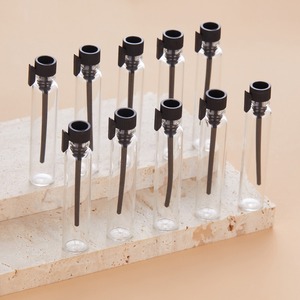 小型容量1ml 2mlクリア黄褐色ガラス香水 & エッセンシャルオイルボトルドロップスティック試験用サンプルスクリーン印刷面付き - Product Image 1