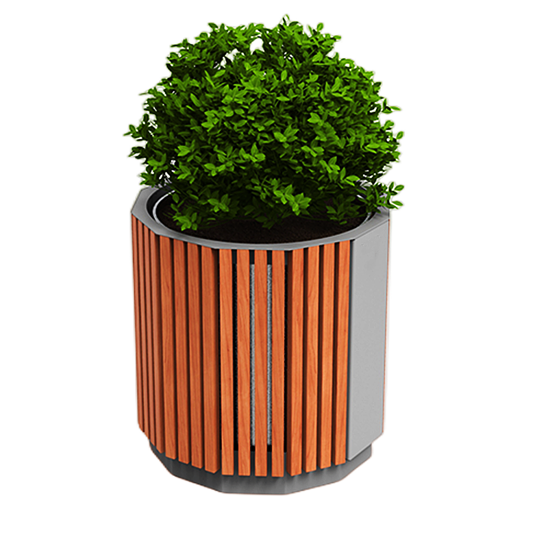 High Quality Factory Modern Center Mall Garden Park Street Station Outdoor Standing Planter Wood Flowerpot