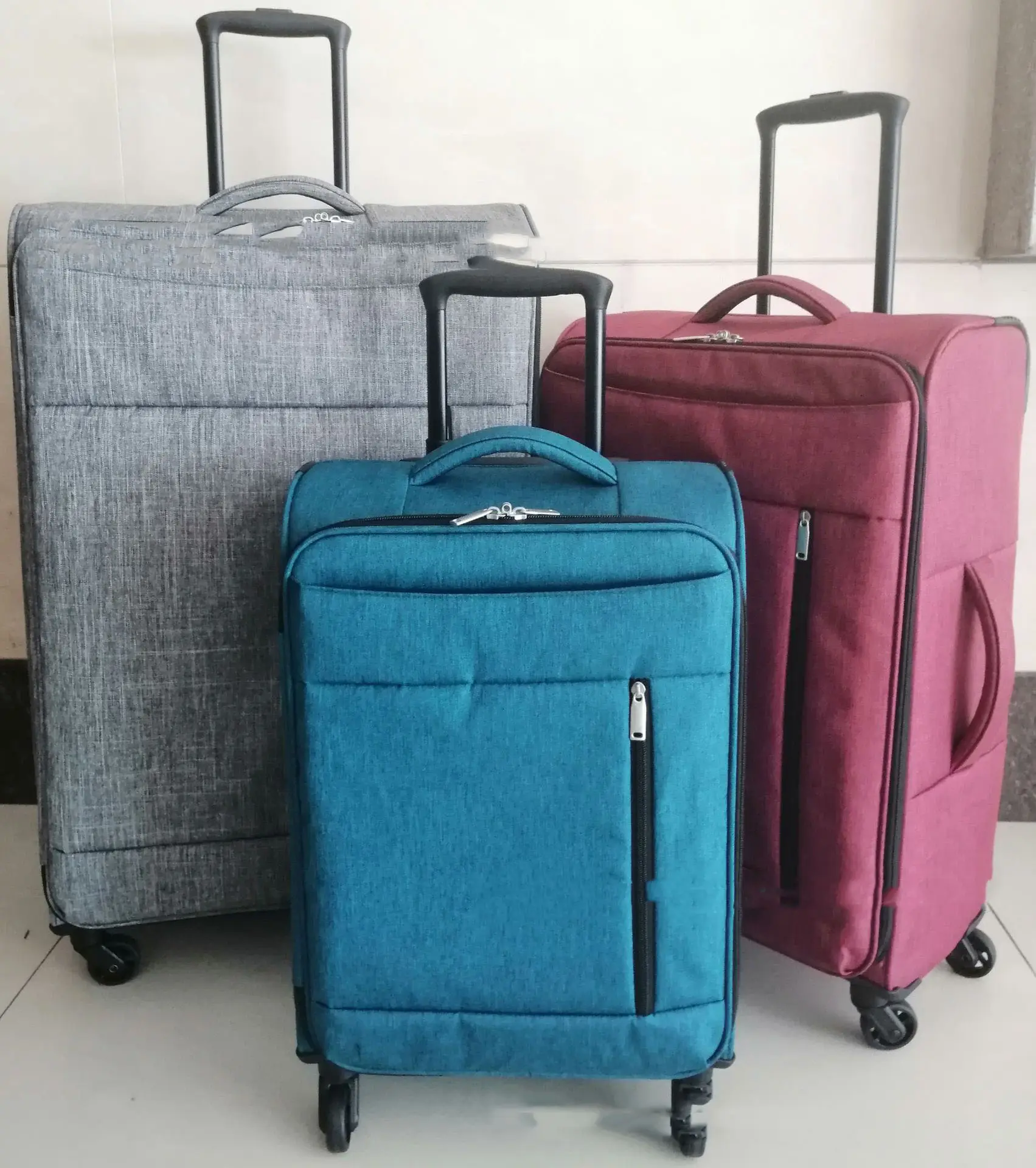 En çok satan 3 adet 20 24 28 inç setleri seyahat bagaj seti oxford bagaj kumaşı çanta arabası yumuşak erkekler bavul