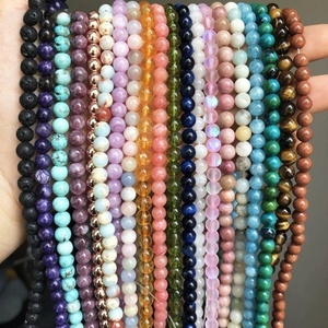 Doğal değerli taş boncuk 4-12mm yuvarlak gevşek ametist akik Jasper turkuaz kristal boncuk takı yapımı için DIY bilezik kolye