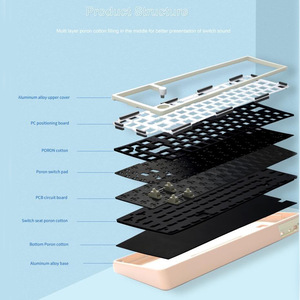 Kit de teclado para juegos de diseño 65% LMK67 RGB teclados inalámbricos tri-modo de intercambio en caliente con perilla multimedia teclados rosas multicolores para niñas - Product Image 4