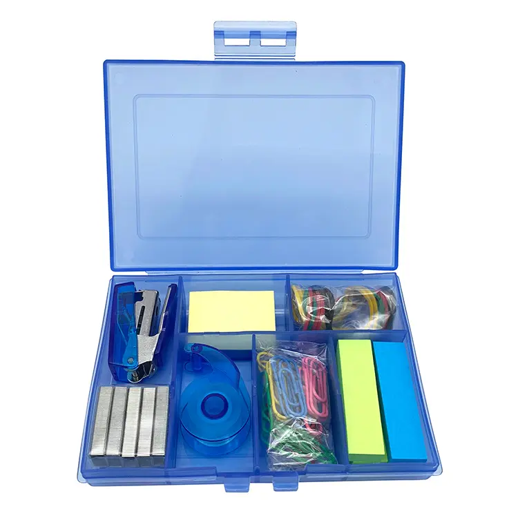 Custom 7-pieces Office Supplies OEM&ODM School Items Including Stapler Sticky Note Paper Clip Stationery Set