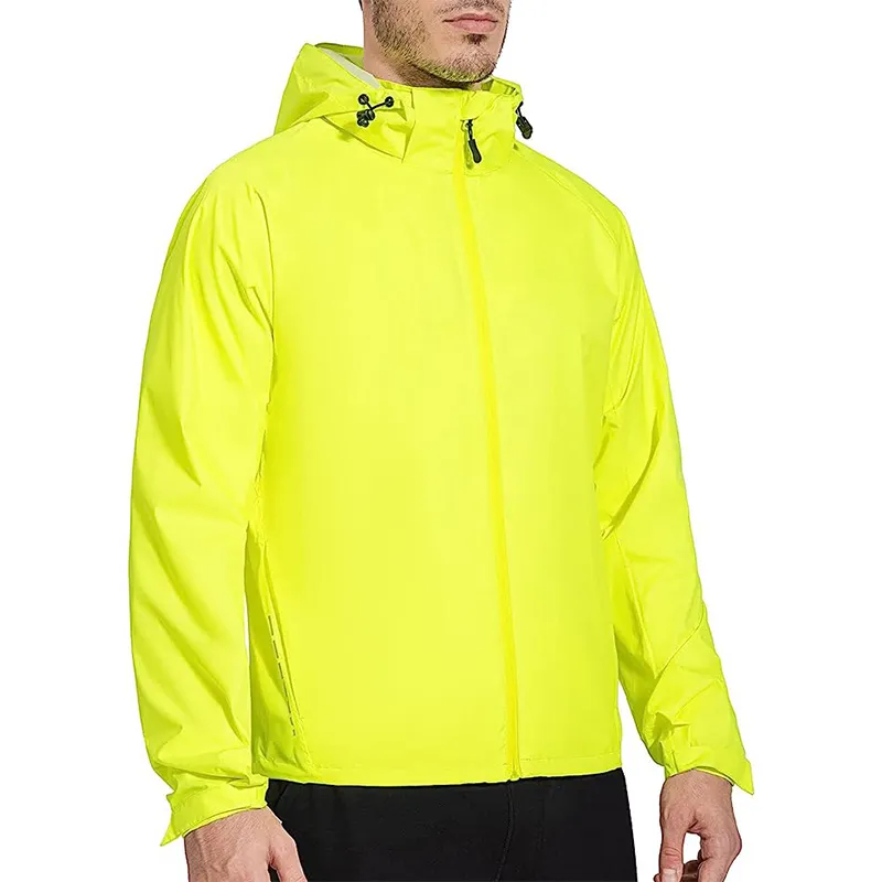 स्वनिर्धारित पुरुषों की निविड़ अंधकार सायक्लिंग बारिश जैकेट हल्के चलने गोल्फ बारिश कोट डाकू Packable जेब