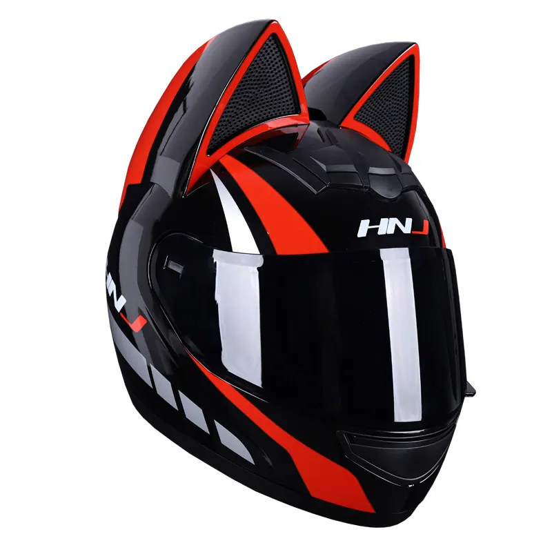 ファッショナブルなMotorefitオートバイ車の耳ヘルメット女性モトフルフェイスバイクヘルメットモトクロスキャットウーマンヘルメット猫の耳付き