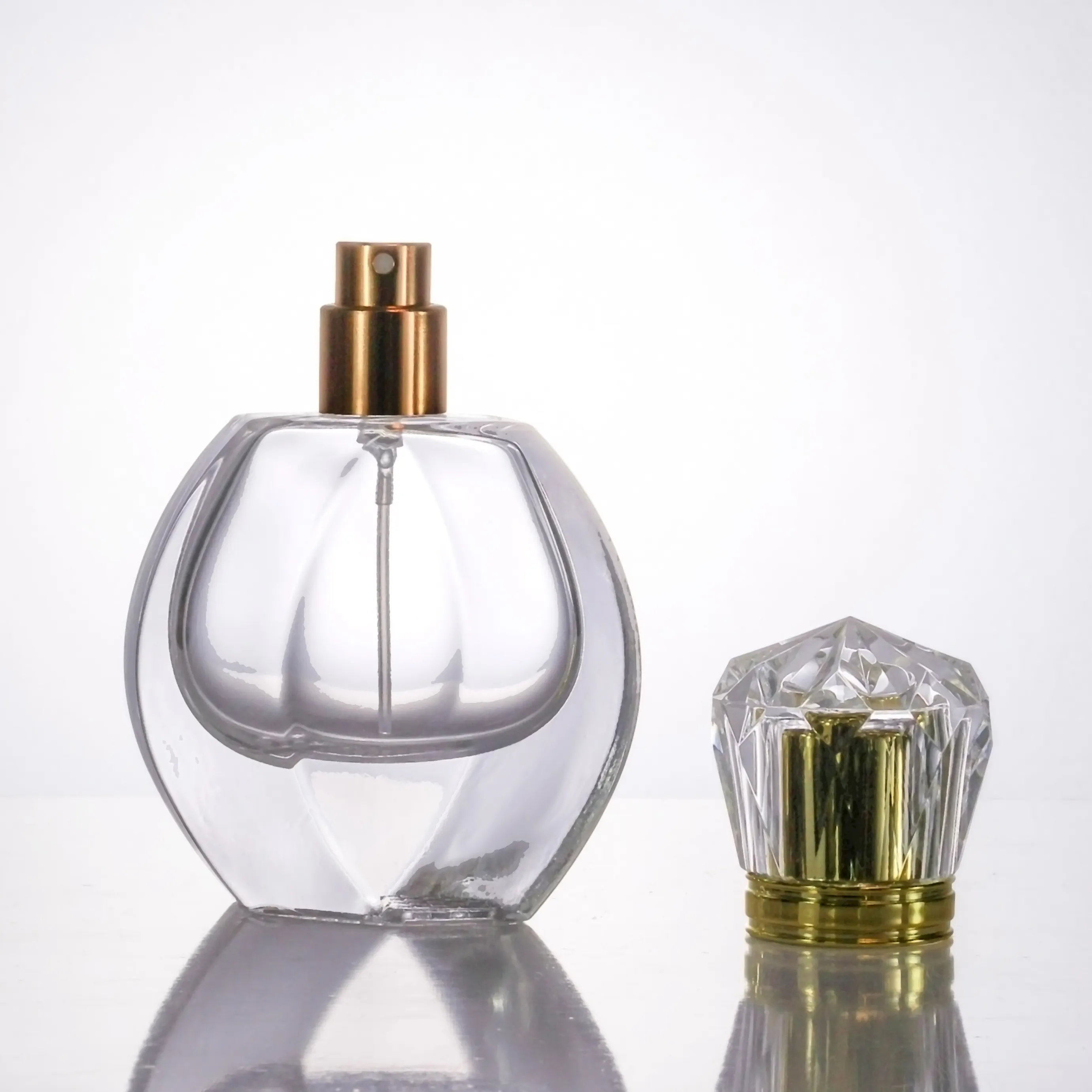 30 ML空のスタイリッシュなクリエイティブ香水瓶アクリル透明ゴールドシルバーキャップ香水瓶ボックスセットカスタム