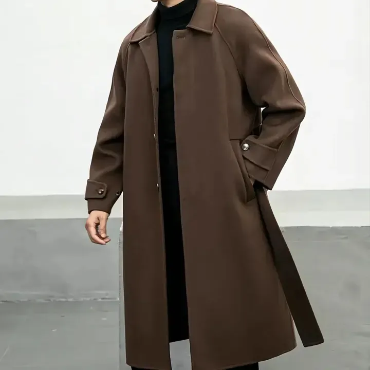 Cappotti personalizzati giacche Parka doppio colletto caldo inverno Poncho in lana di lana lavorato a maglia da uomo in rilievo lungo Cort nero per uomo