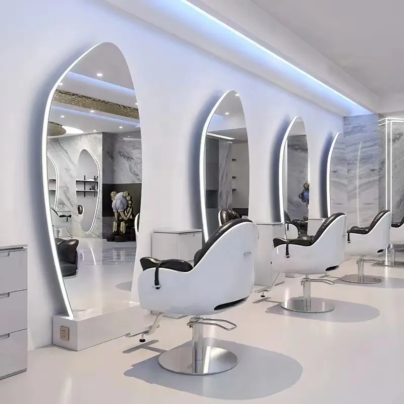 Hongji Friseursalon Stationen Spiegel Friseursalon Möbel Friseur Make-up Salon Spiegel Mit LED