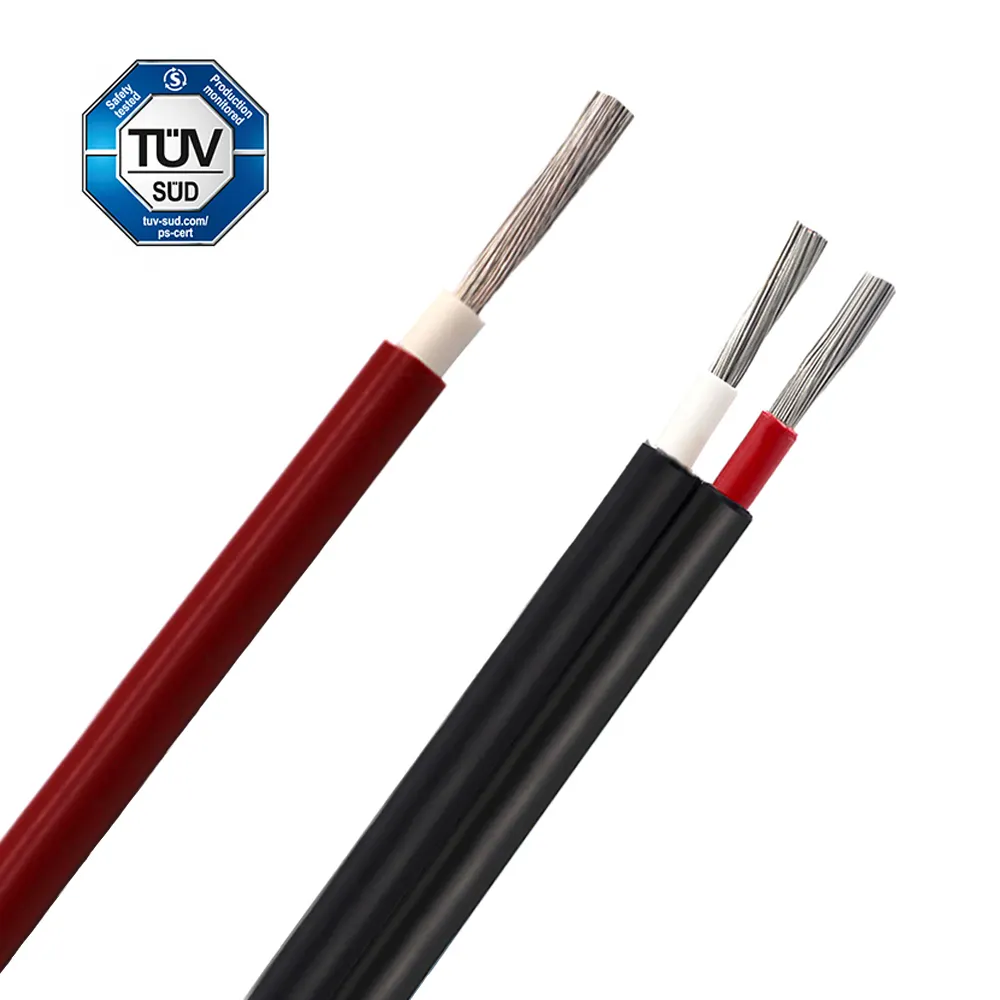 Cable PV de cobre estañado, PV1-F TUV de 0,6/1KV, CC Solar Kabel de 4 mm2 6MM2 8MM2 para paneles solares