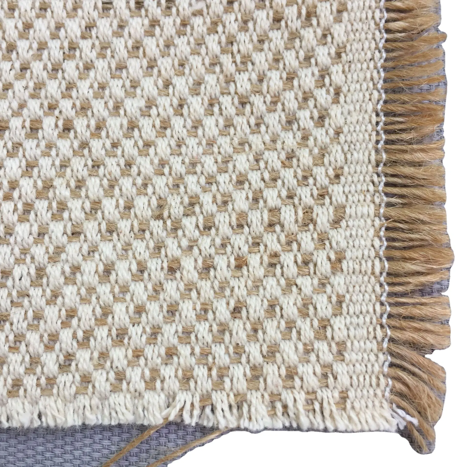 Tela de mezcla de algodón de yute, fibra de tejido Jacquard para sofá, tela de cortina, arpillera de algodón, tela de cáñamo orgánico de arpillera mixta