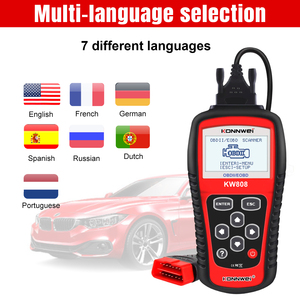 Venda quente KONNWEI KW808 OBD2 scanner automotriz para ler e apagar códigos de problemas do motor