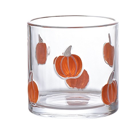 Bicchiere Decorativo di Halloween in Vetro a Forma di Zucca per Candele