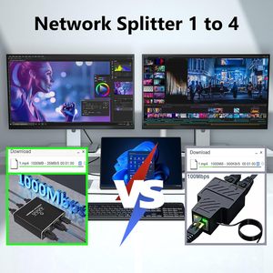 Splitter di rete 4 porte Gigabit RJ45 1000Mbps 1 a 4 modi funzione POE LAN Ethernet accoppiatore per 4 dispositivi Online contemporaneamente - Product Image 4
