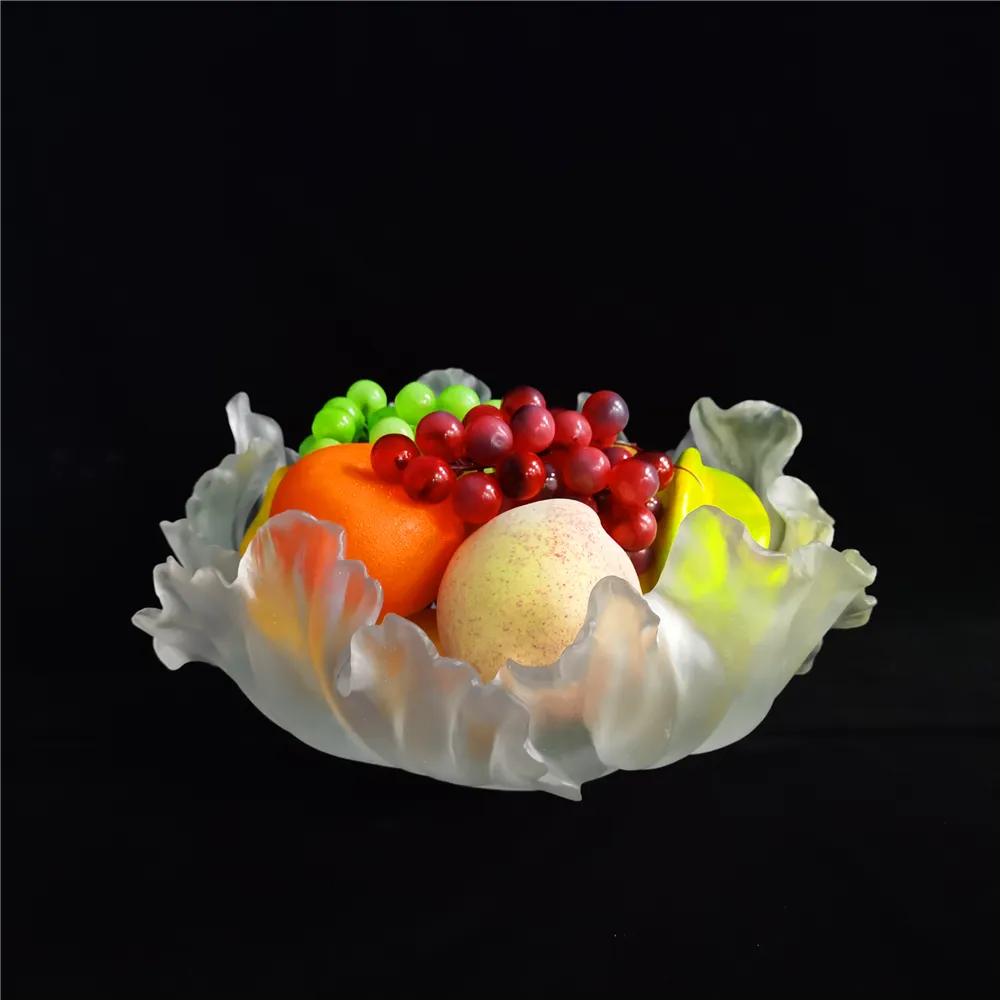 Cam meyve tabağı özelleştirilebilir renk, LOGO ekleyin, kristal cam çiçek meyve tabağı