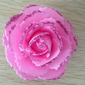 Mới 7cm hoa hồng Đầu răng cưa bột vàng cạnh bọt hoa hồng nhà trang trí đám cưới tự làm Hoa Bóng làm vật liệu - Product Image 2