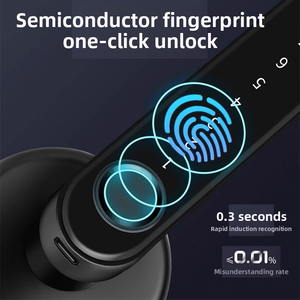 공장 뜨거운 판매 알루미늄 합금 스마트 핸들 잠금 WiFi 디지털 터치 스크린 + 키 잠금 해제 클라우드 데이터 저장 TT 잠금 나무 코드 - Product Image 4