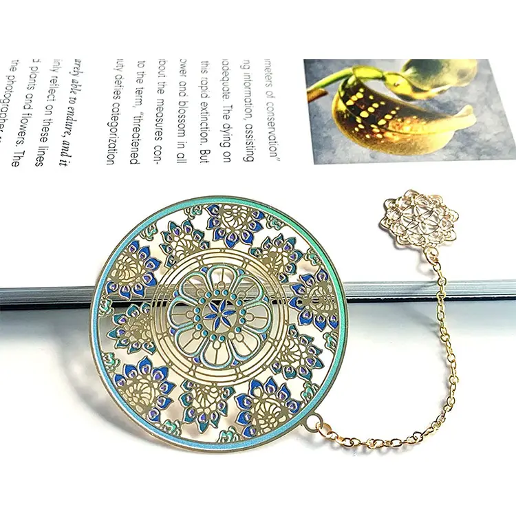 Vintage Gift Book Mark for Book Lovers Metal Brass Hollow Book Markers with Caisson Design Metal Bookmark