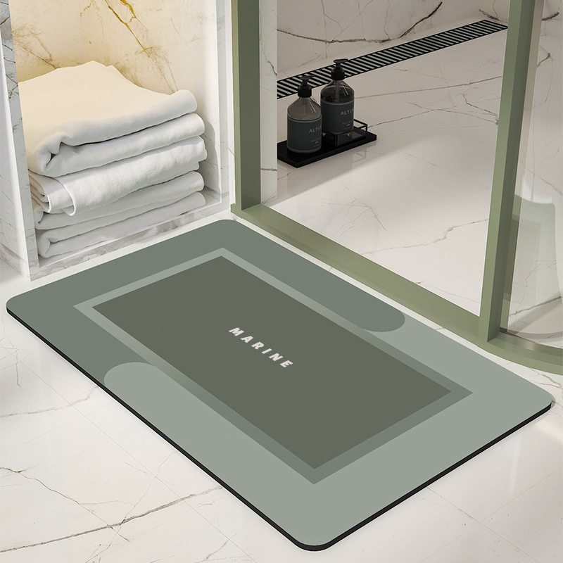 Tapis de bain en terre de diatomée - Carré Morandi vert clair