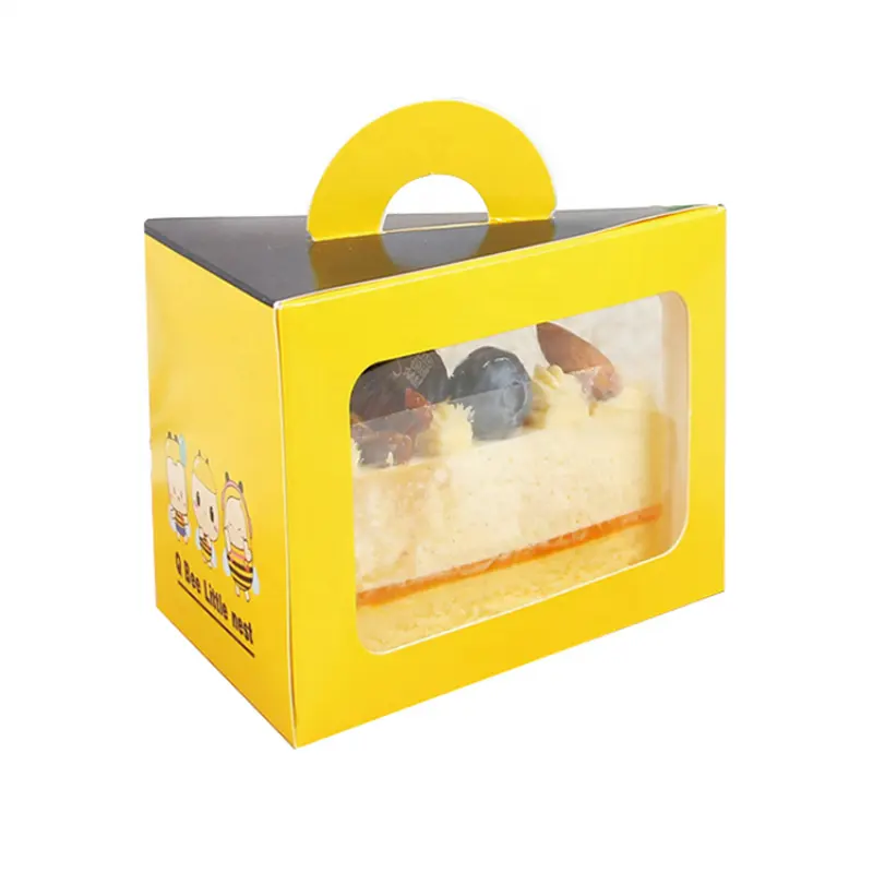 ポータブルムースボックス8インチケーキスライス梱包箱透明窓クラフト紙三角ボックス梱包