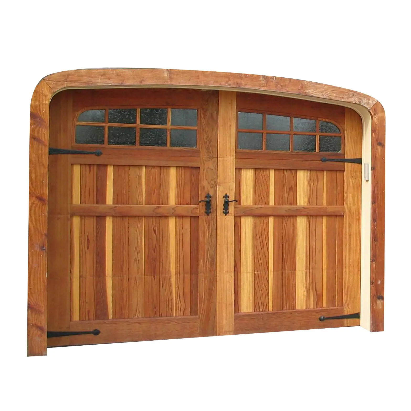 American Modern 9x8 Insulated Garage Door Solid Wood Overhead Sliding Door horizontal Flap Single Garage Doors with Windows