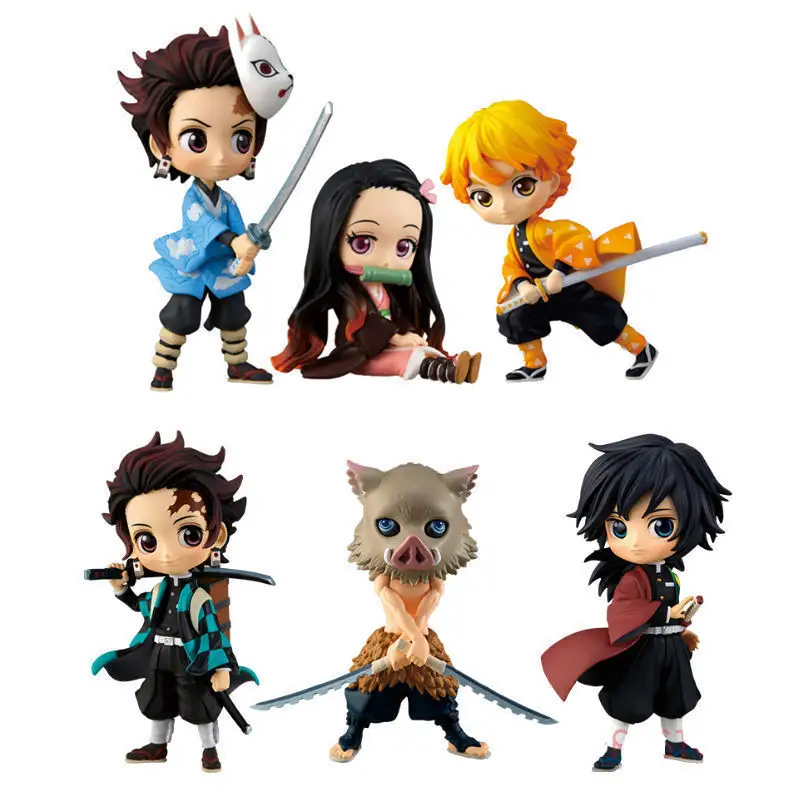 3PCS/SET Qposket Demon Slayer Kimetsu no Yaiba Cartoon Character Collection Toy PVC Anime Figure Toys