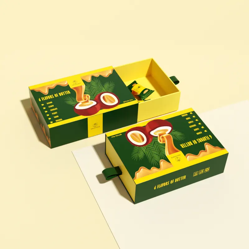 Fornitori all'ingrosso che fanno scorrere fuori il cassetto scatola di caramelle fantasia regalo personalizzato scatola di cartone rigida con manico a nastro