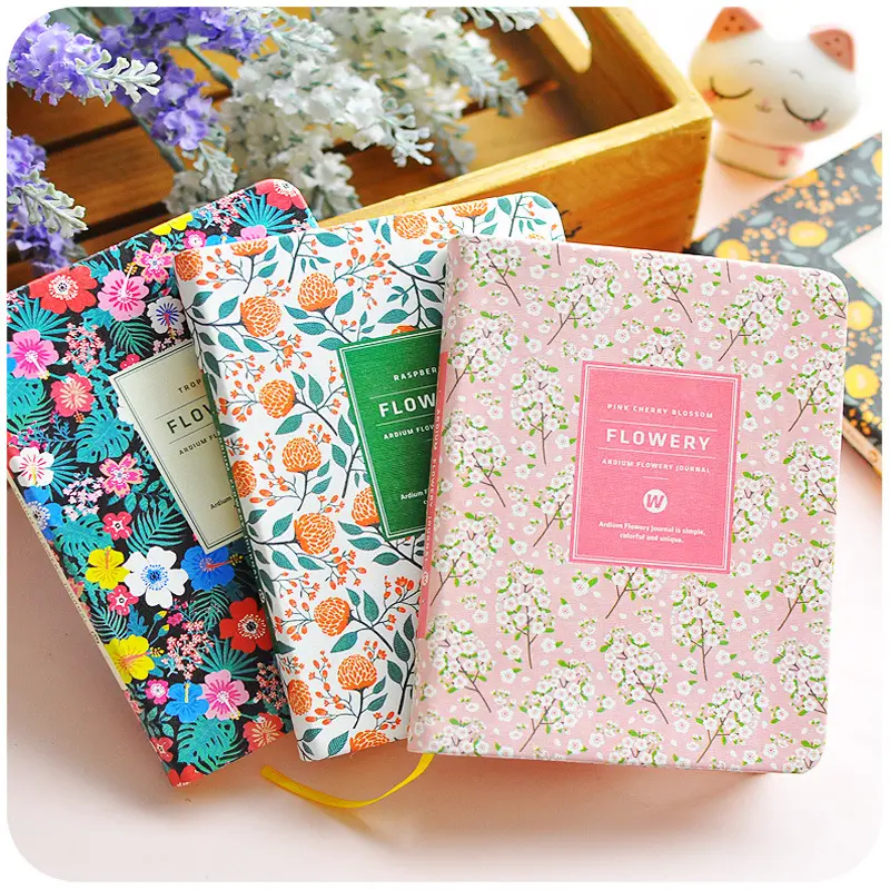 Corea Style Fresh Floral A5 blocco note con copertina rigida libro a mano stampato piano libro creativo diario retrò taccuino personalizzato per ragazze donne G