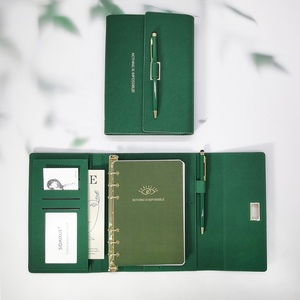 Individuelles luxuriöses grünes Leder loses Blatt Budget-Bindemittel Tagebuch Notizbuch 2024 Planer Nachfüllen Kunstlederbezug A5 A6 Buchbinder Tagebuch