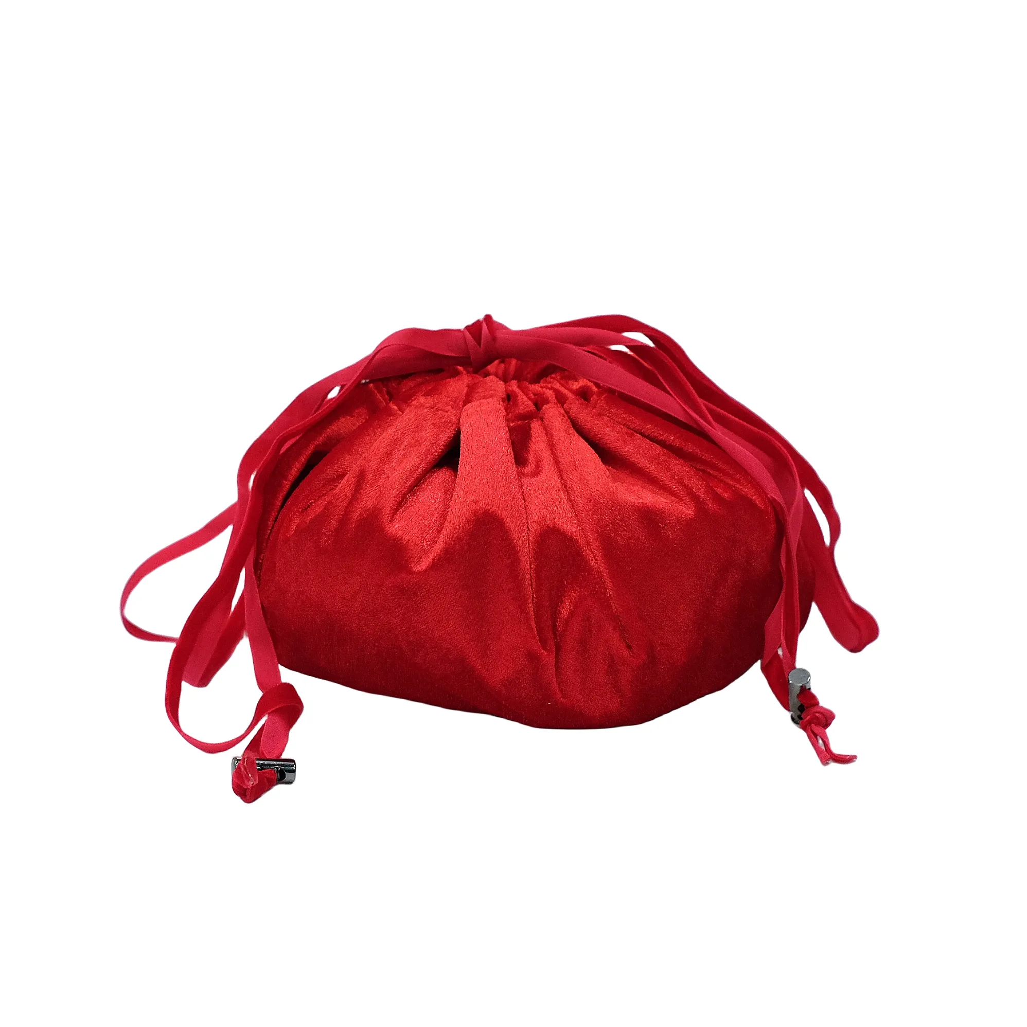 Borsa per il trucco con coulisse pigra in velluto rotondo in flanella da 22 pollici borsa per cosmetici con cordino in velluto di seta organizzare il viaggio rosso/nero/blu