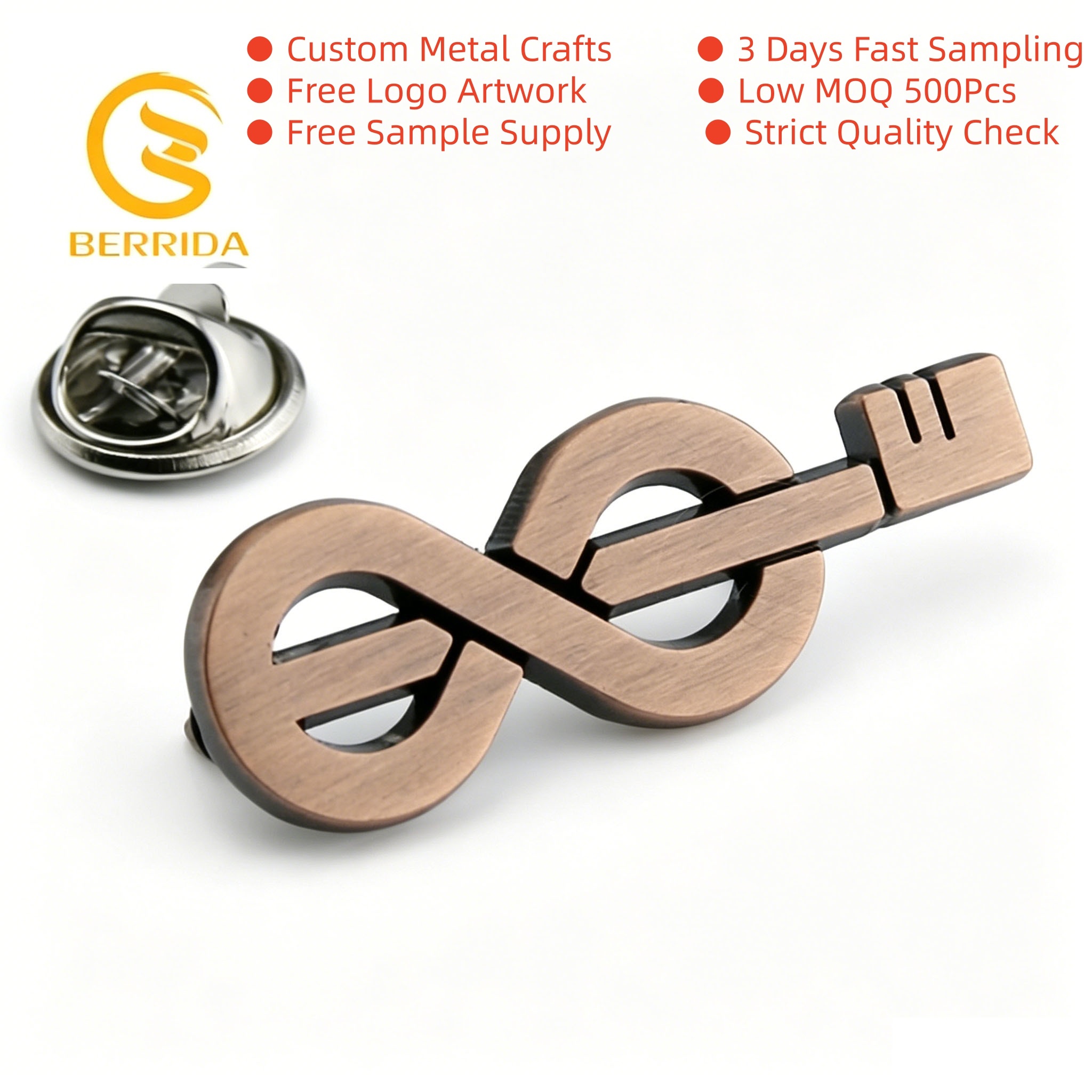 Antique Copper Hollow Key Lapel Pin