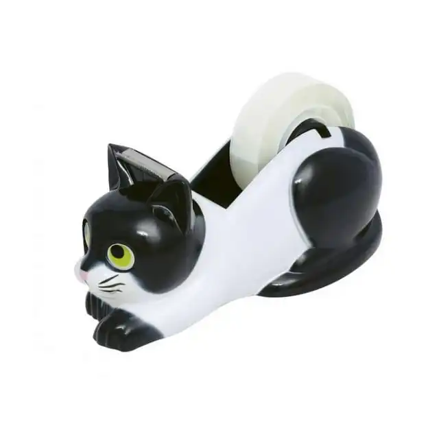 White black cat design wholesale desk office supplier ceramic tape dispenser