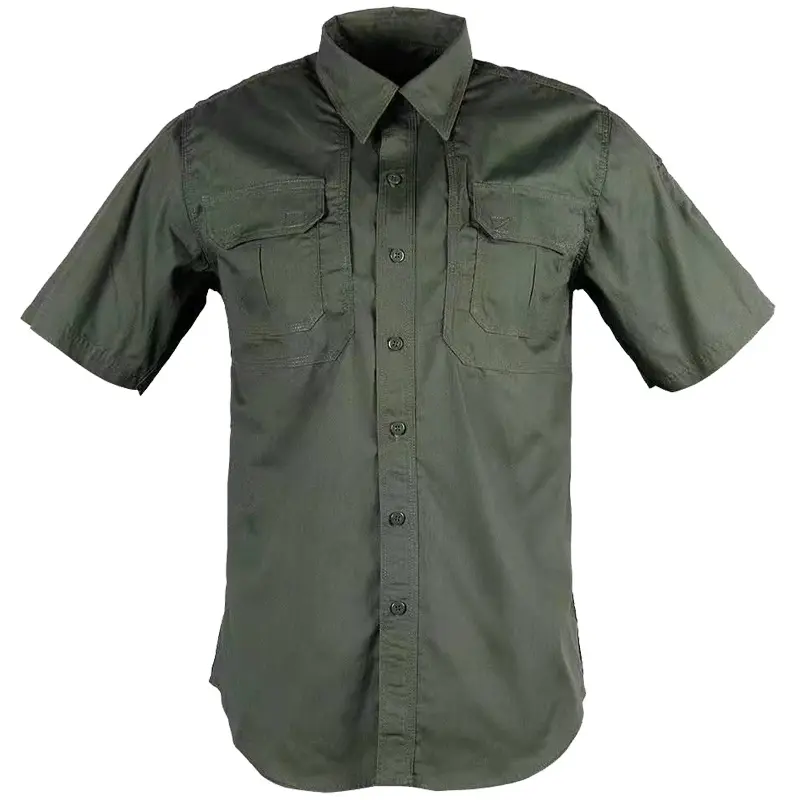 Camisas tácticas personalizadas para hombre, ropa de trabajo, pesca, caza, Batalla, camisa cargo de manga corta informal de gran tamaño Rip Stop, ligera