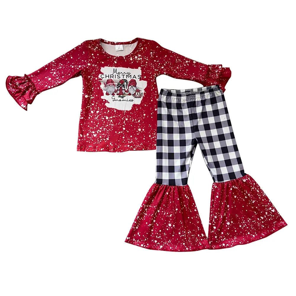 Рождественский осенне-зимний комплект одежды для маленьких девочек, праздничные наряды для маленьких девочек ясельного возраста, Бутик для малышей, 2 шт., наряды без минимального заказа