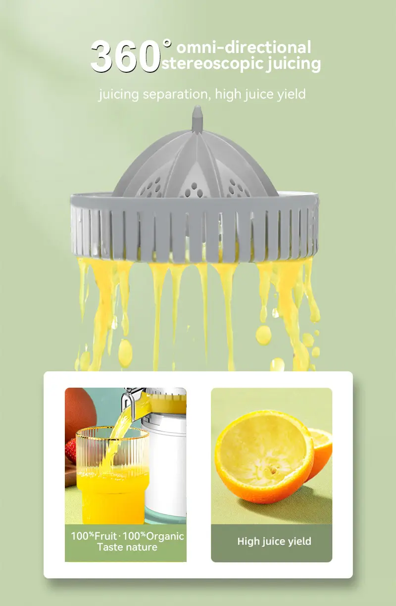 Draagbare Elektrische Citruspers Sinaasappel Citroenpers Slow Fruit Juicer Afzuigmachine