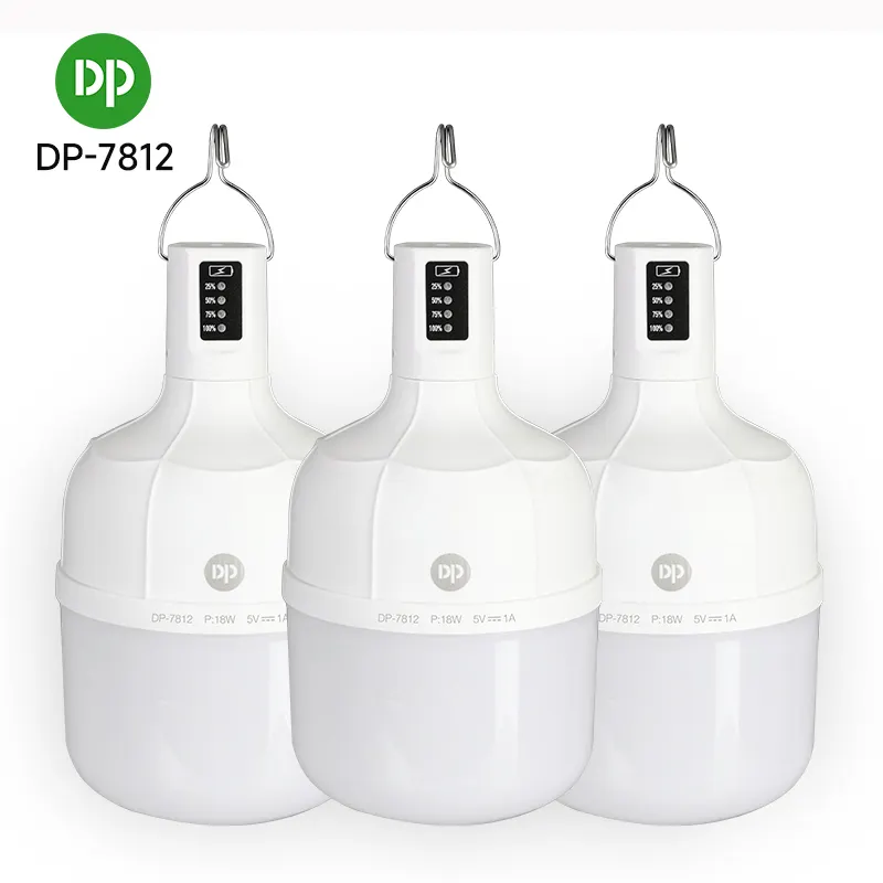 Alimentation domestique et extérieure DP Rechargeable 18W 38W 48W lampe haute puissance ampoule LED d'urgence avec crochet