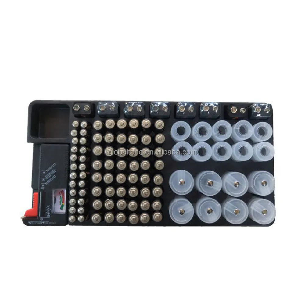 Organizador da bateria Caixa De Armazenamento com O Testador de Bateria para AAA AA C D 9V e Baterias Botão Possui 98 Tamanhos variados