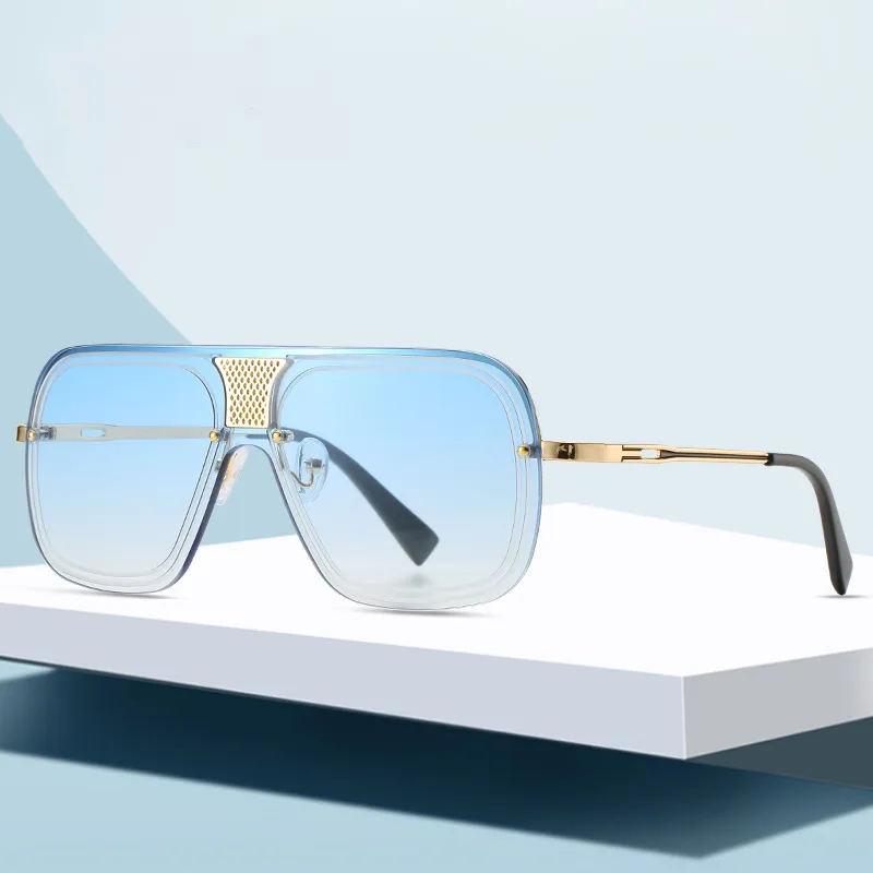 Gafas de sol cuadradas de Metal para hombre y mujer, lentes de sol modernas sin montura, de lujo, Vintage, UV400