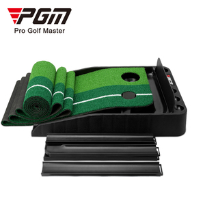 PGM 2.5M/3M屋内ゴルフ練習マットゴルフパッティングマット、自動ボールリターントラック & バリア付き