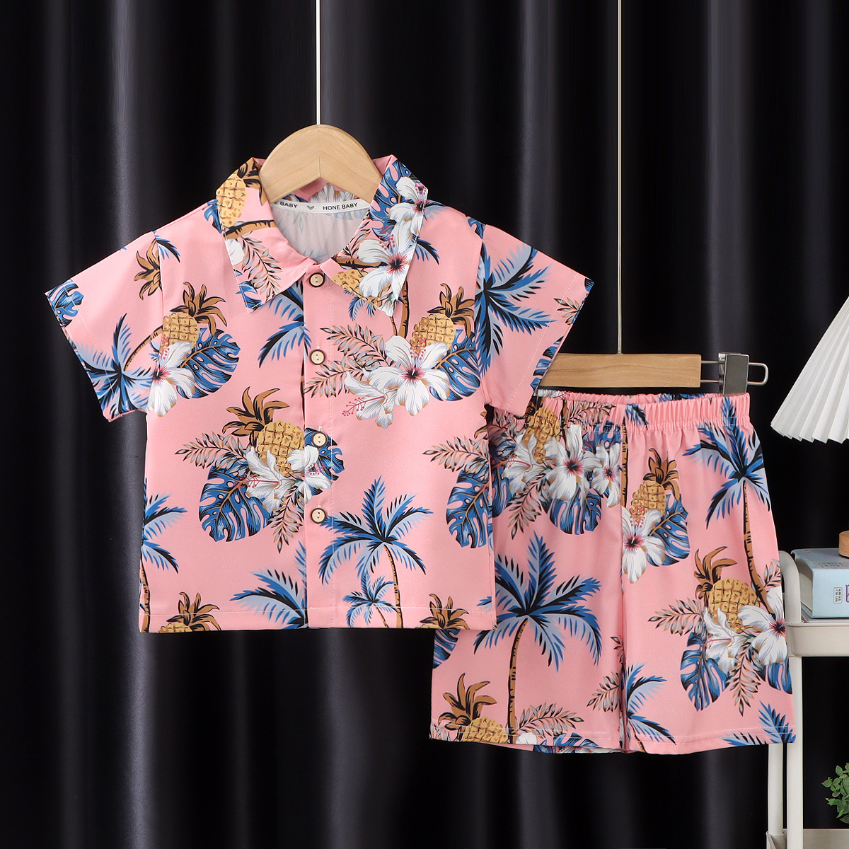 Set camicia-fondotinta blu albero di cocco